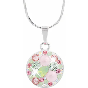 Náhrdelník JSB bijoux s.r.o. Stříbrný náhrdelník kulaté lůžko s krystaly Swarovski Multi (Stříbro 925/1000)