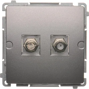 Elektrická zásuvka Zásuvka anténní 2 násobná typ „F”, Simon Basic BMAF2.01/21, ocel