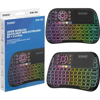 Klávesnice Bezdrátová klávesnice Savio KW-04 RGB černá