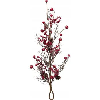 Vánoční dekorace Vánoční dekorativní závěs Jeřabina, hnědá s červenými bobulemi, 25cm