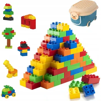 ostatní stavebnice STAVEBNICE VELKÝ KUFŘÍK 2 roky+ S KONSTRUKČNÍM VÍKEM PRO CHLAPCE A DÍVKY 73 dílků