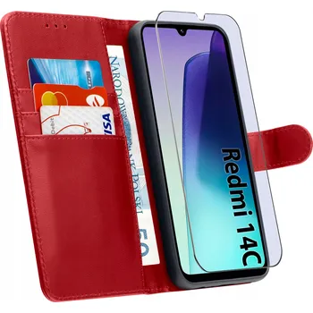 Pouzdro na mobilní telefon Flipové pouzdro KrainaGSM pro Xiaomi Redmi 14C červené