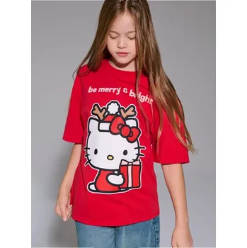 Sinsay - Bavlněná košilka s potiskem Hello Kitty - červená - 340GG-33X - 340GG-33X-134