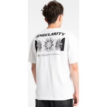 Reporter Young | Chlapecké bílé tričko LOOSE s potiskem „SINGULARITY“ na zádech - Barva BÍLÁ, Velikost 158 253-0440B-71-200-1