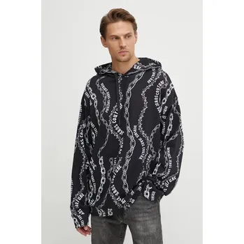 Pánská mikina Bavlněná mikina Versace Jeans Couture pánská, černá barva, s kapucí, vzorovaná, 77GAI3L0 FS160 77GAI3L0.FS160 99X, vel. M