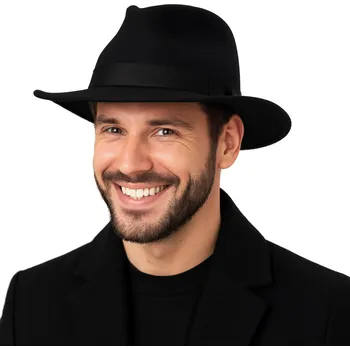 Klobouk Bailey Cestovní černý nemačkavý vlněný klobouk - Curtis LiteFelt® Velikost: 57 cm (M)