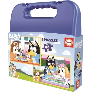 Puzzle EDUCA v kufříku Bluey 4v1 12,16,20,25 dílků