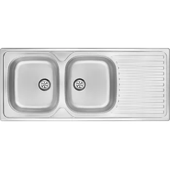 Granitový dřez Dvoukomorový dřez Deante Twist ocel stříbrný