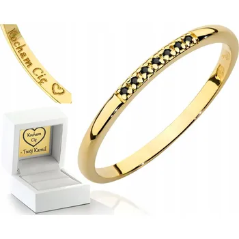 Prsten ZLATÝ PRSTÝNEK PRSTEN S ČERNÝMI DIAMANTY VE ZLATU 585 14K