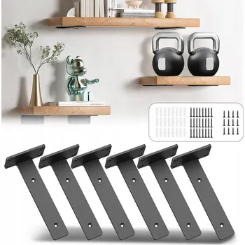 police Držáky na polic, skryté L profily, nosnost 75 kg, odolné proti korozi a rzi, 6 ks