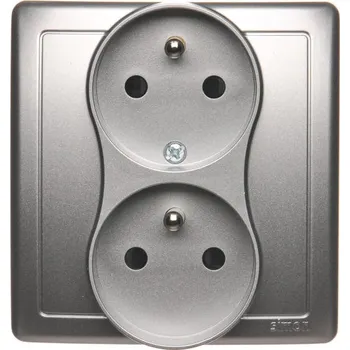 Elektrická zásuvka Zásuvka silová 2 násobná, s uzemněním, se clonkami, 16 A / 230 V~,, Simon Basic BMGZ2TZ/43