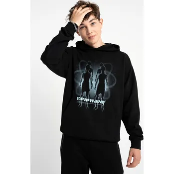 Chlapecká mikina Reporter Young | Chlapecká černá mikina REGULAR s kapucí a potiskem „EPIPHANY“ na přední straně - Barva ČERNÁ, Velikost 176 253-0551B-60-100-1