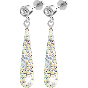 Náušnice JSB bijoux s.r.o. Stříbrné náušnice puzety dlouhé kapky s krystaly Swarovski AB (Stříbro 925/1000)