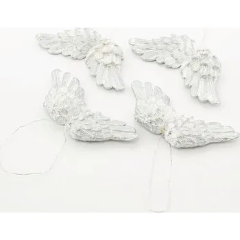 Vánoční dekorace Andělská křídla 7,5 cm 4 ks stříbrná