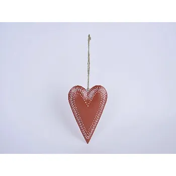 Srdce závěsné kovové 10 x 15 x 2,5 cm červené