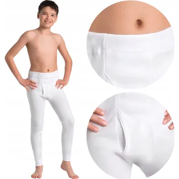 Dětské termoprádlo BÍLÉ DĚTSKÉ CHLAPECKÉ TERMO KALHOTY NA ZIMU Polský Výrobek SZATA vel. 134