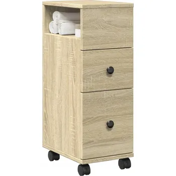 Koupelnový nábytek VidaXL Úzká koupelnová skříňka na kolečkách, dub sonoma