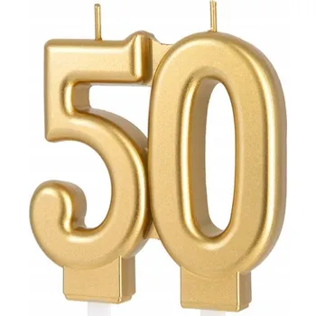 Svíčka Svíčka k 50. narozeninám zlatá Padesátka NAROZENINY padesát