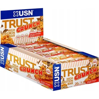 USN TRUST CRUNCH BAR Balení 12x60g PROTEINOVÁ TYČINKA BÍLKOVINOVÁ Slaný karamel