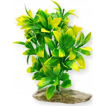 umělá květina UMĚLÁ ROSTLINA do AKVÁRIA ZELENÁ ŽLUTÁ ROSTLINA umělé rostliny 35cm