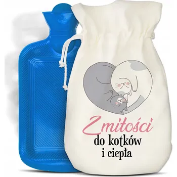 Termofor Gumová Termofor Láhev Velká Modrá v Obalu s Koťátky XXL