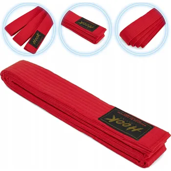 Opasek Pásek ke kimonu HOOK FIGHTING 240 cm červený NASTAVITELNÝ