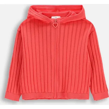 Dámský svetr Dívčí propínací svetr s kapucí, korálový, velikost 122 Coccodrillo WC5