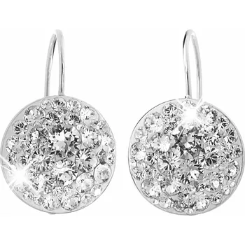 Módní doplněk JSB bijoux s.r.o. Stříbrné náušnice klapky kulaté lůžko s krystaly Swarovski Crystal (Stříbro 925/1000)