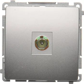 Elektrická zásuvka Zásuvka anténní R+TV 1 násobná koncová oddělená, Simon Basic BMAK3.01/43, stříbrná metalizovaná