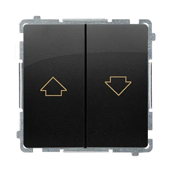 vypínač Tlačítko žaluziový, řazení 1/0+1/0 s blokováním, 10 A / 230 V~, šroubové svorky, Simon Basic BMZ1.01/49, černá