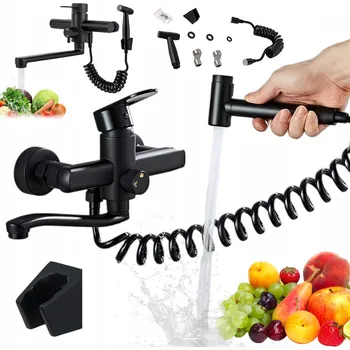 Vodovodní baterie TEPLÁ STUDENÁ ZIMNÍ NÁSTĚNNÁ BATERIE S ROZPRAŠOVACÍ PISTOLÍ O 360° PRODLOUŽENÁ G1/2