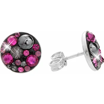 Módní doplněk JSB bijoux s.r.o. Stříbrné náušnice puzety malé kulaté lůžko s krystaly Swarovski Fuchsia Mix (Stříbro 925/1000)