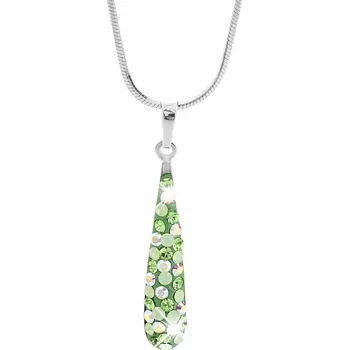 Módní doplněk JSB bijoux s.r.o. Stříbrný náhrdelník dlouhá kapka s krystaly Swarovski Peridot (Stříbro 925/1000)