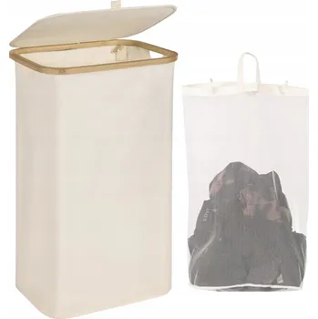Koš na prádlo Koš na prádlo s víkem 63L, skládací béžový