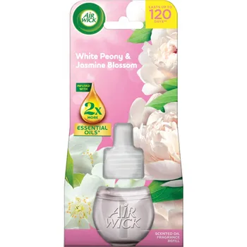 Vůně do bytu Air Wick Essential Oils White Peony & Jasmine Blossom - Pivoňka a jasmínový květ elektrický osvěžovač náhradní náplň 19 ml
