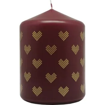 Svíčka Svíčka s potiskem bordová Ø6,8x10 cm
