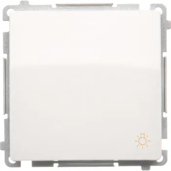 vypínač Tlačítko zapínací, s piktogramem “světlo”, řazení 1/0, 16 A / 230 V~, šroubové, Simon Basic BMS1A.01/11