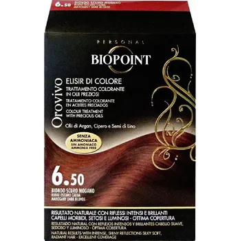 Barva na vlasy Biopoint Orovivo 6.50 Tmavě Mahagonová Blond barva na vlasy bez amoniaku