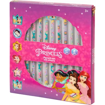 Kresba Pastelky Disney Princezny 10 kusů + 16 gum sada