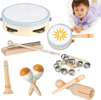 Hudební nástroj pro děti Vzdělávací hudební nástroje Baby Montessori Dřevěné bicí