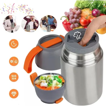 TERMOSKA NA JÍDLO TERMO NÁDOBA Z NEREZOVÉ OCELI 650 ML SE LŽIČKOU