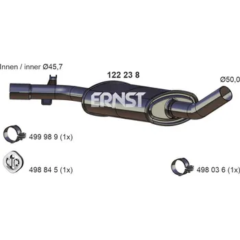 Výfukový systém Střední tlumič výfuku ERNST 122238