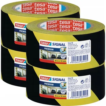 Lepicí páska TESA PREMIUM Výstražná páska samolepicí žluto-černá 66m x 50mm x4