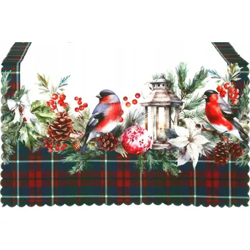 ubrus Běhoun bílý, odstíny červené, odstíny zelené 100 x 50 cm