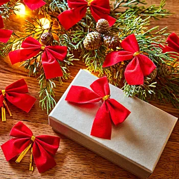 Vánoční dekorace 3Pagen Dekorační mašle, 15 ks Každá 4 x 5 cm