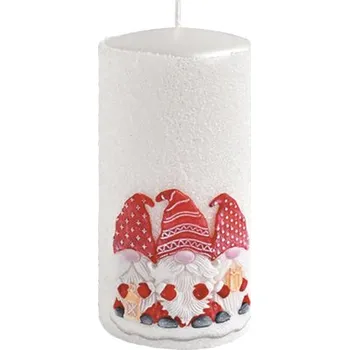 Svíčka Vánoční svíčka válec SKŘÍTCI Ø7 x 14 cm bílá