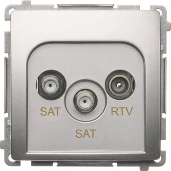 Elektrická zásuvka Zásuvka anténní SAT+SAT+RTV, 2x vstup: SAT: 5–2400 MHz, RTV:, Simon Basic BMZAR+SAT3.1-P2.01/43