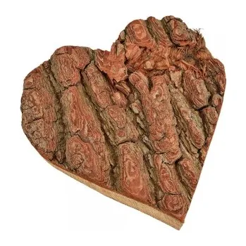 Dřevěné srdce přírodní textura 20 x 20 x 4 cm