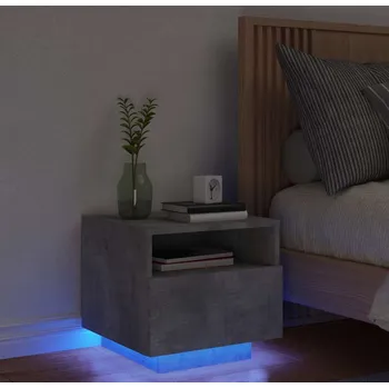 Noční stolek vidaXL Noční stolek s LED osvětlením 40 x 39 x 37 cm [836802] Barva: Betonová šedá