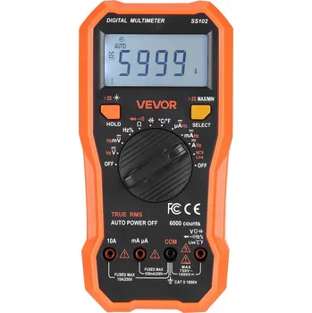Multimetr VEVOR Digitální multimetr s 6000 údaji, 1000V DC 10A pro měření proudu